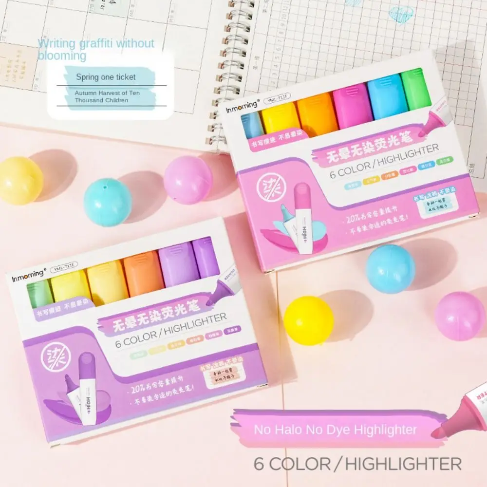 6 шт./набор, флуоресцентные мини-маркеры для мальчиков и девочек