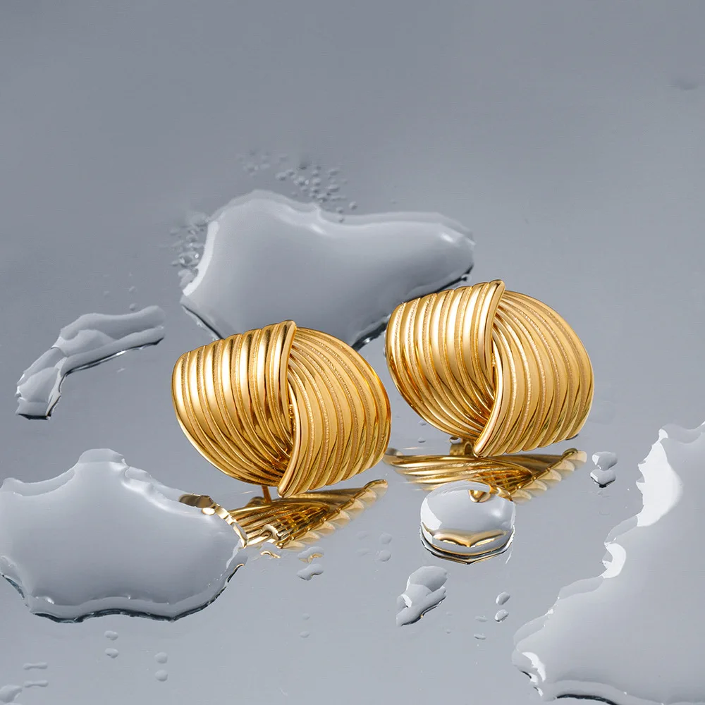 Simple Textured Stud Earrings Irregular Geometry Alloy Earring For Women Trendy Jewelry Gift Women\'s Earrings