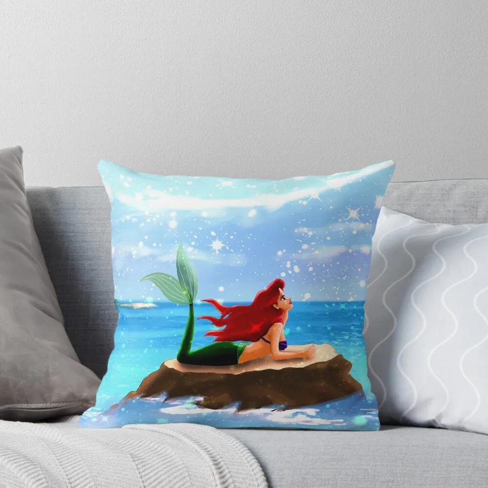 

Little Mermaid - Azure Blue Throw Pillow Sitting Cushion Pillow Cases Decorative New year pillow