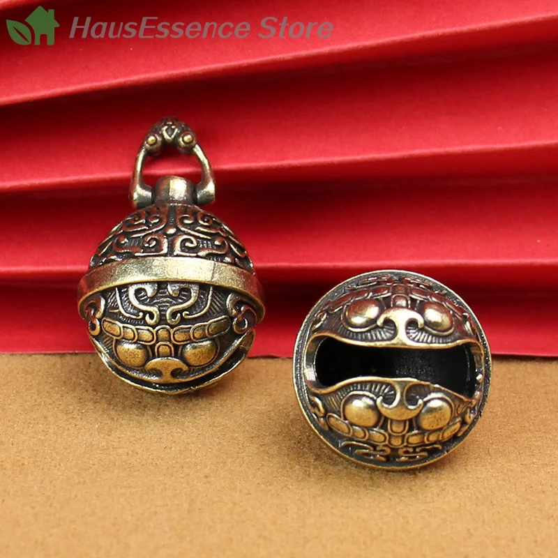 ※Vintage Brass Keychain Pure Copper Gluttonous Bell Car Key Chain Pendant Small Pendant Men And Women