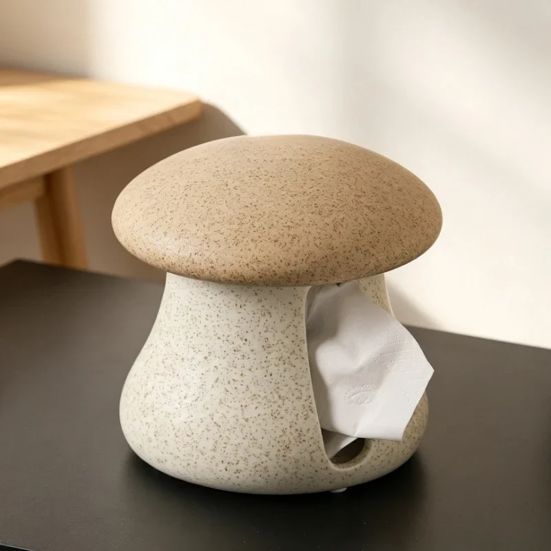 Ceramic Mushroom Tissue Holder Mid Century Style Decorative Tissue Box Creative Napkin Dispenser Home Living Room Table Ornament