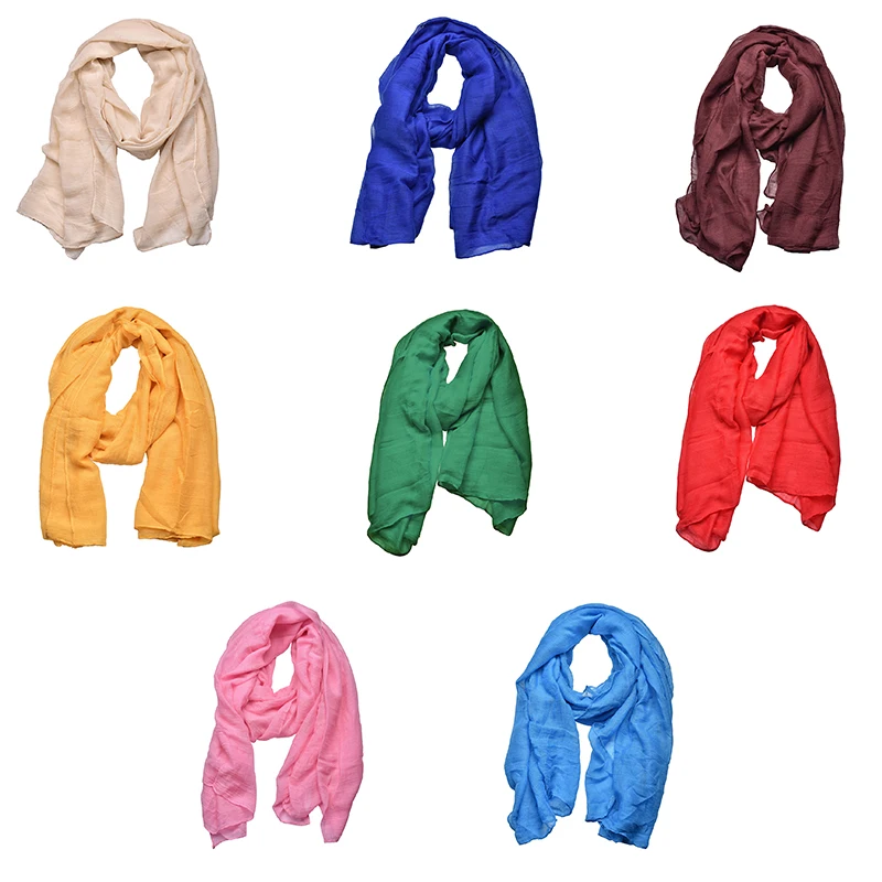 

180*90cm Scarf Women Spring Winter Soft Light Warm Linen Cotton Crinkle Hijab Shawl Ladies Fashion Large Silk Scarves