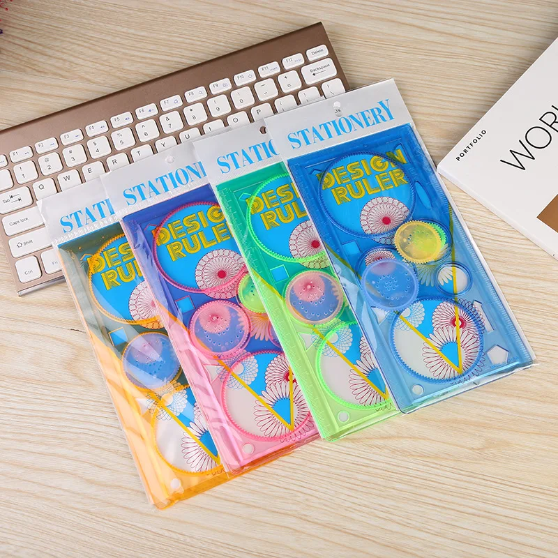 Creatieve geometrie Spirograph tekening stencils set schilderij sjabloon kunst ambachten kinderen educatief speelgoed verscheidenheid aan bloemen liniaal