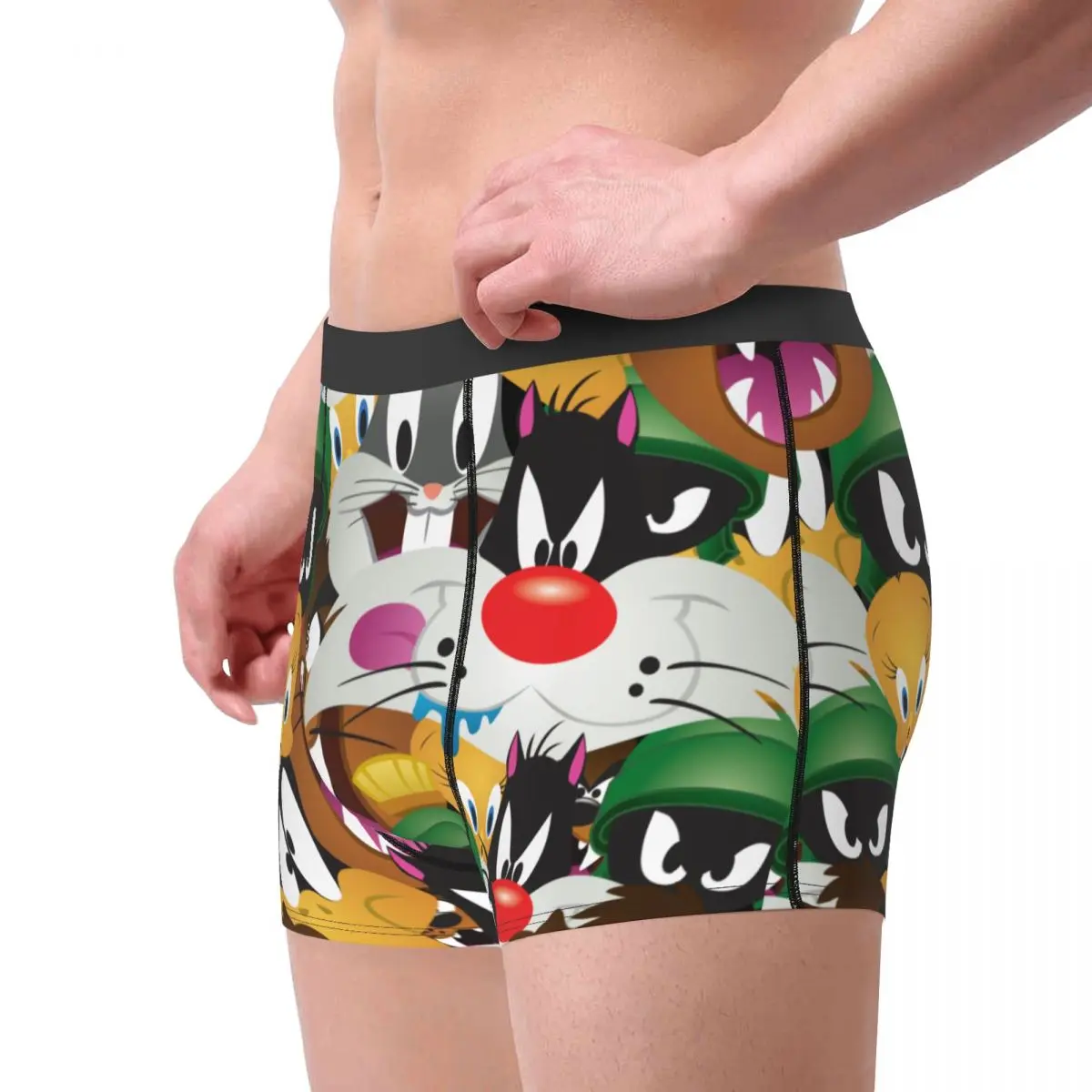 Novelty Boxer LOONEY TUNES Bunny Tasmanian TAZ Cartoon Pattern Shorts Panties Men Underwear Soft Underpants for Male Plus Size