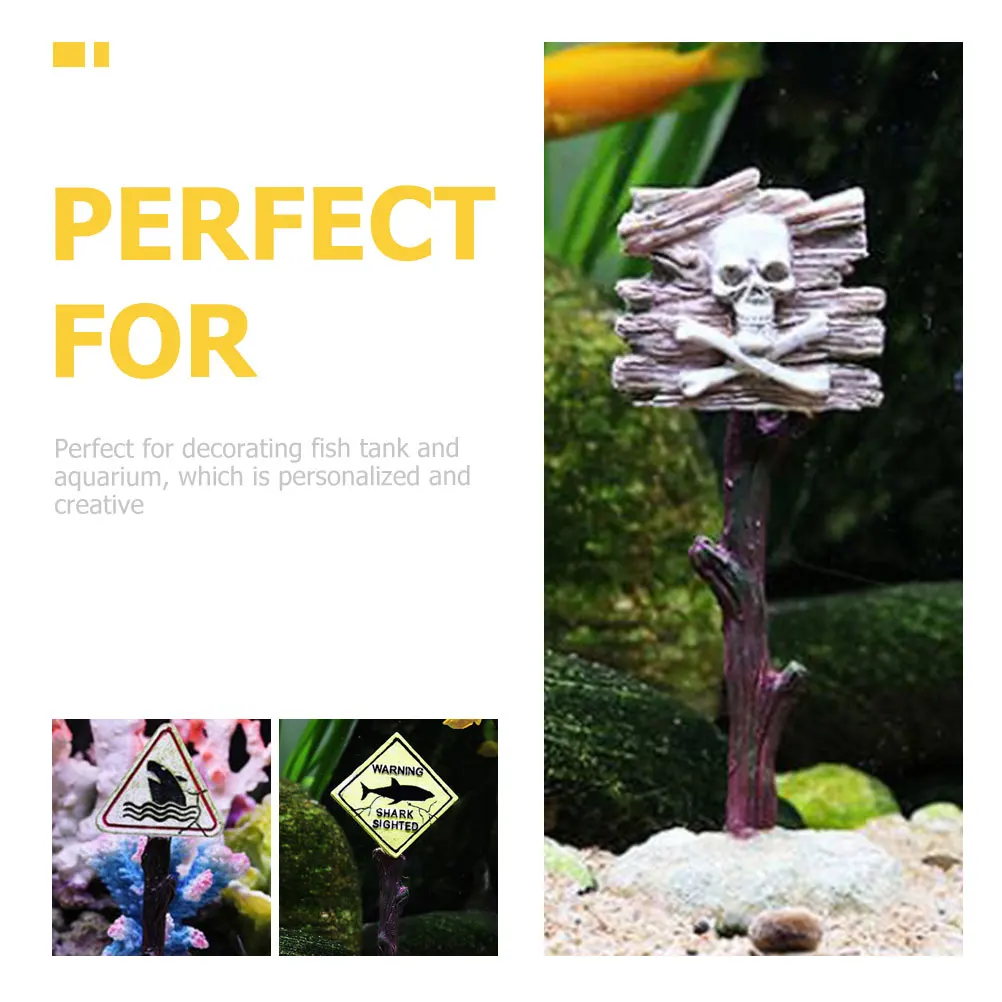 

3pcs Resin Aquarium Warning Sign For Fish Tank Landscape Decor Durable Ornament Suitable For Aquarium Decoration Fish Tank