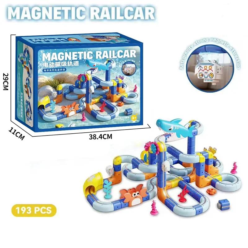 

DIY океанская магнитная электрическая дорожка, собранная гоночная машина с откатным механизмом, гравитационная горка, развивающие детские игрушки, праздничные рождественские подарки