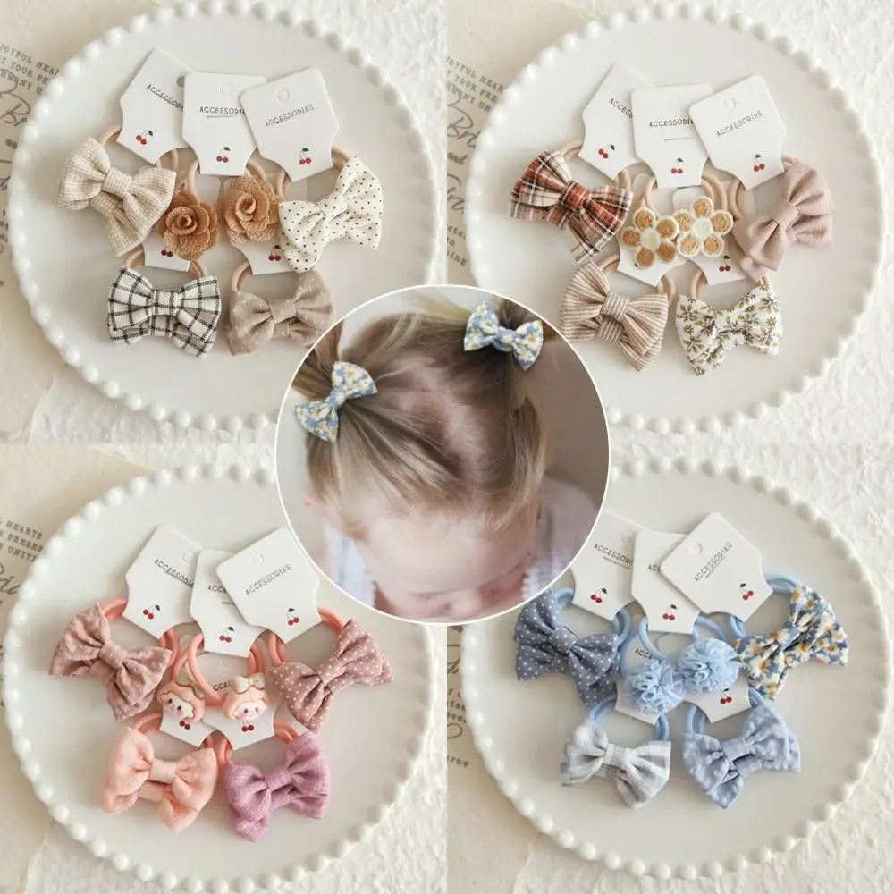 

10Pcs Hair Accessories Sweet Elastic Rubber Band Kids Girls Cute Bows Flower Headdress Hair Rope