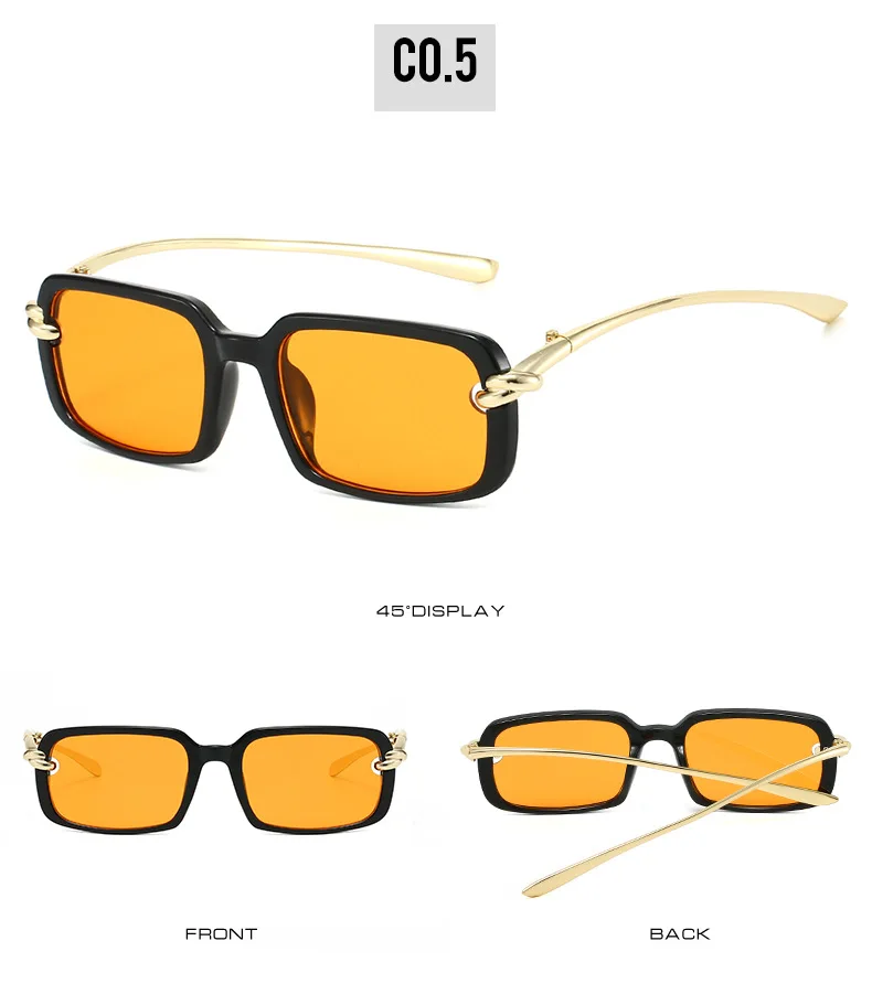 2026 Neue trendige quadratische Retro-Brille | Goldknoten-Detail und Metallbügel | Y2K Edgy-Girly-Stil – Detail 11