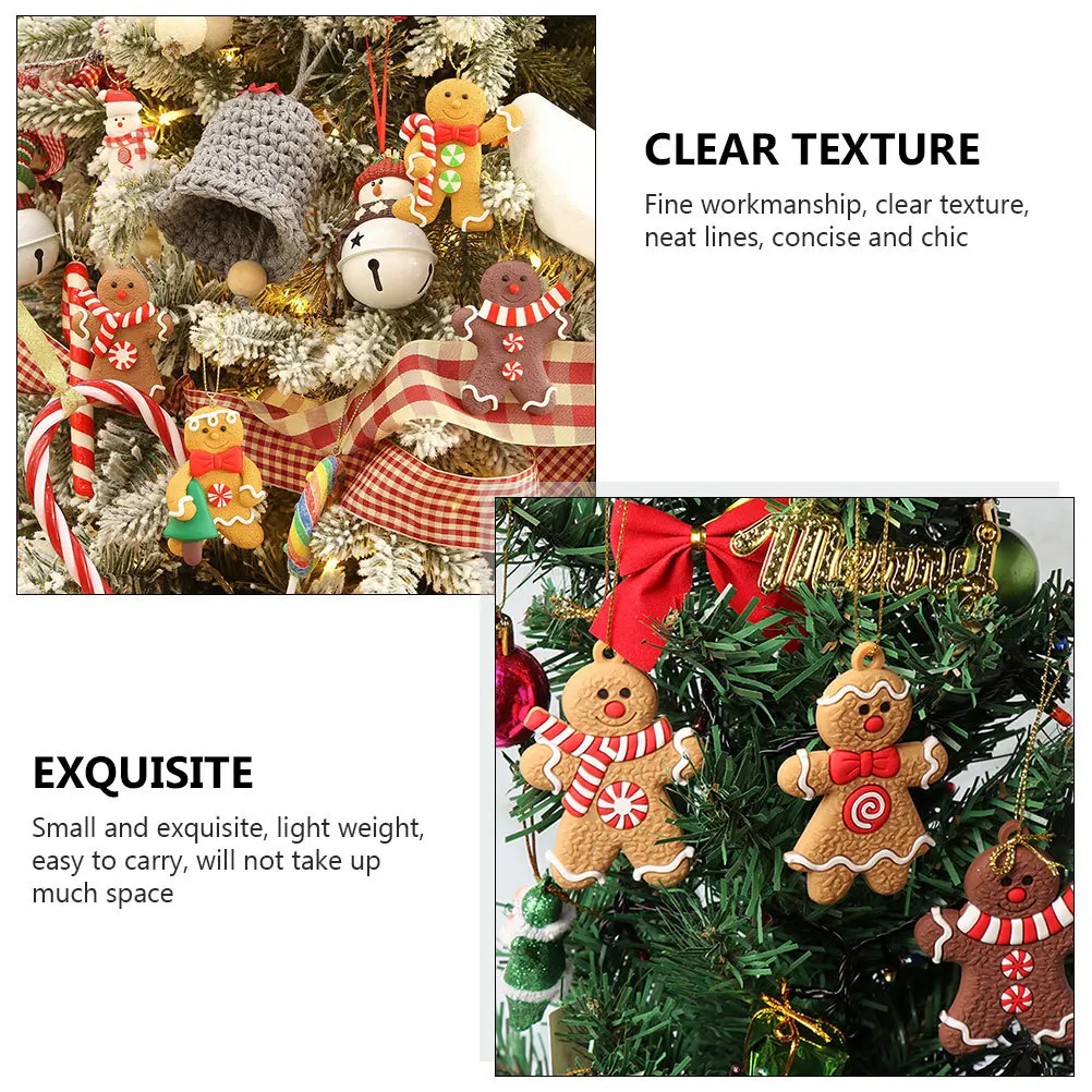

12Pcs Gingerbread Man Hangings Adorable Christmas Tree Accessories One-Time Molding Light Weight for Xmas Decor Festival Home