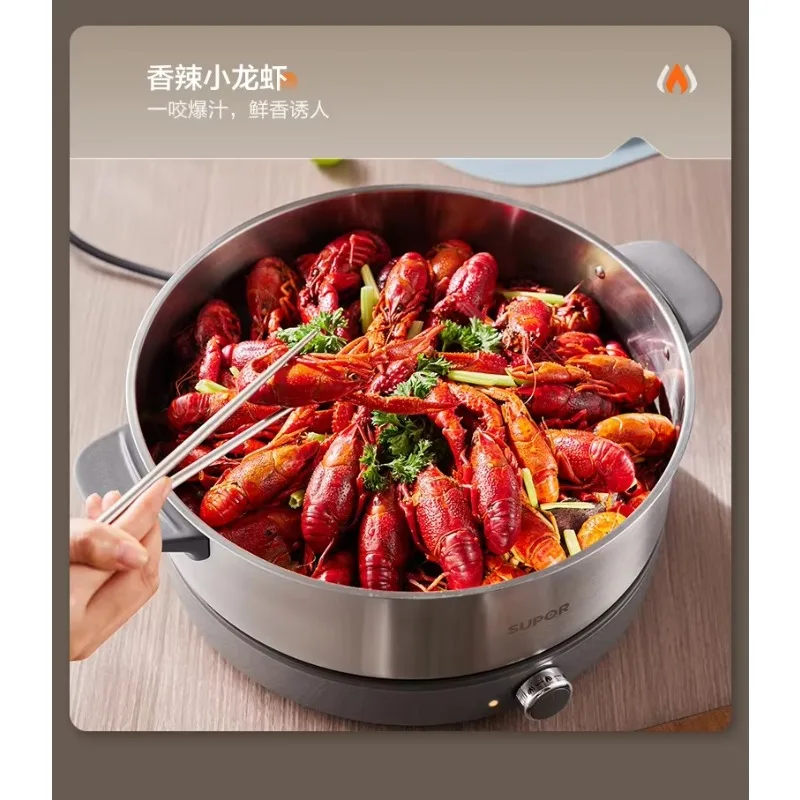 Olla caliente eléctrica multifuncional, olla para freír Wok dividida, olla caliente eléctrica completa, sarten, perlas de tapioca eléctricas