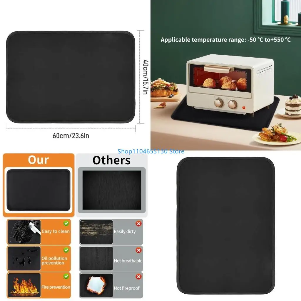 내화물 그릴 매트 60x40cm 내열 오일 방수 방수 바닥 보호기