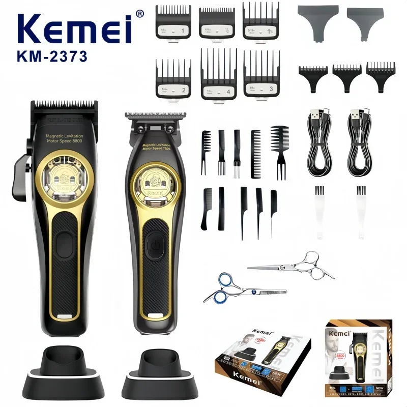 Kemei KM-2268 KM-2373 Professional Barber Electric Hair Clipper, UV Coated Body, USB Charging, Salon Styling Kemei Trimmer