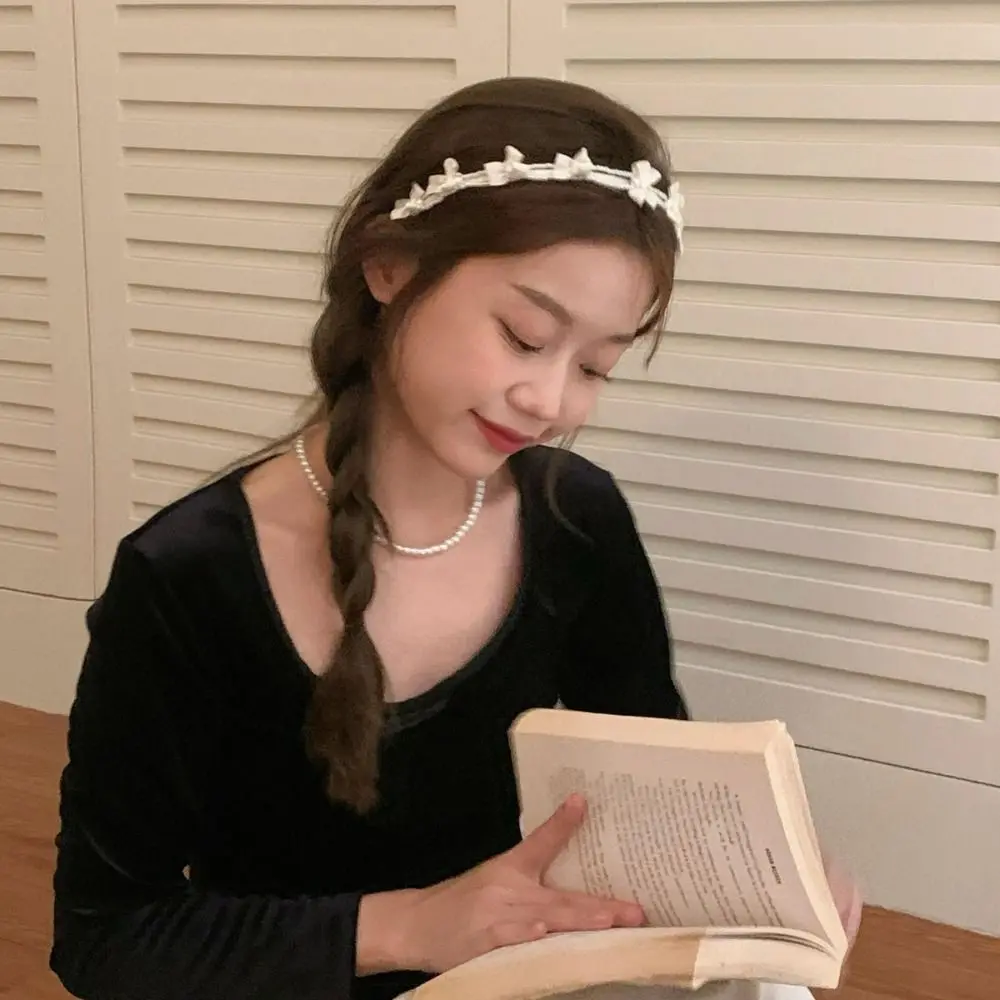 Ins Pearl Hair Band Sweet Korean Style Headwear Pearl Hair Hoop Hairband Headband Bow Headband High Head Top