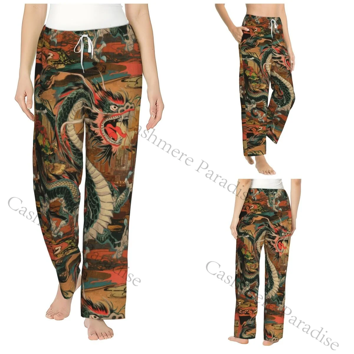 

Dragon Snapback Flannel Pajama Pants for Women Soft Warm Sleep Pants with Elastic Waistband