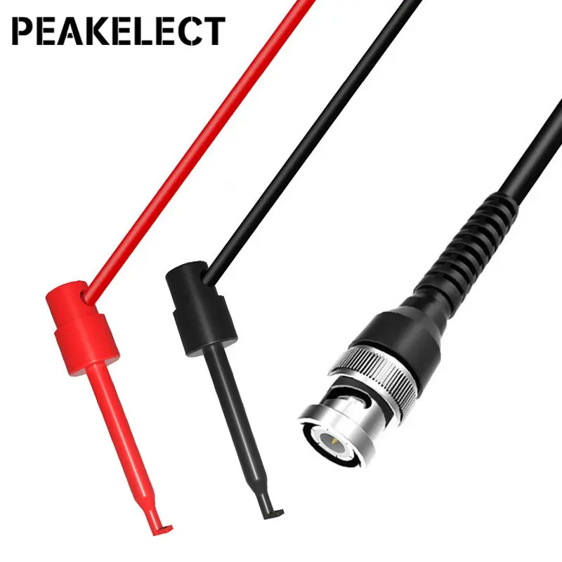 Peakelect P1007 BNC Nam Cắm Q9 Sang Dual Thử Móc Kẹp Đầu Đo Chì Kiểm Tra Cho Máy Dao Động Ký 120CM