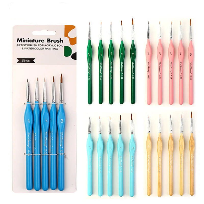 5Pcs Japanese Nail Art Liner Brush Multi Color Ergonomic Handle Ultra-fine Tip UV Gel Drawing DIY Salon Home Manicure Tools