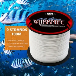 Warknife X9 100M PE Fishing Line 9 Strand Reverse Spiral Tech Multifilament Strong Carp Fishing Line 15-310LB