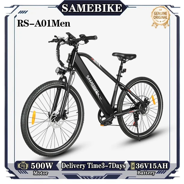 SAMEBIKE RS-A01Men1.0 E-bike 500W borstelloze motor 36V15AH lithium batterij E-bike 27,5 inch banden stadsfiets elektrische fiets voor volwassenen