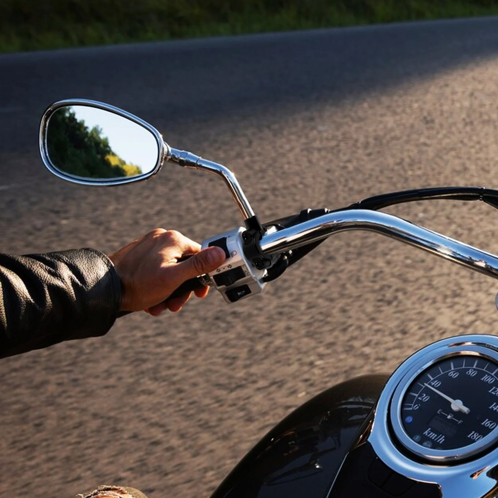 

1Pair Electric Vehicle Mirror Mount Black 10Mm Thread Universal Fit Handlebar Clamp for Scooter Motorcycle Atv Rearview Mirror