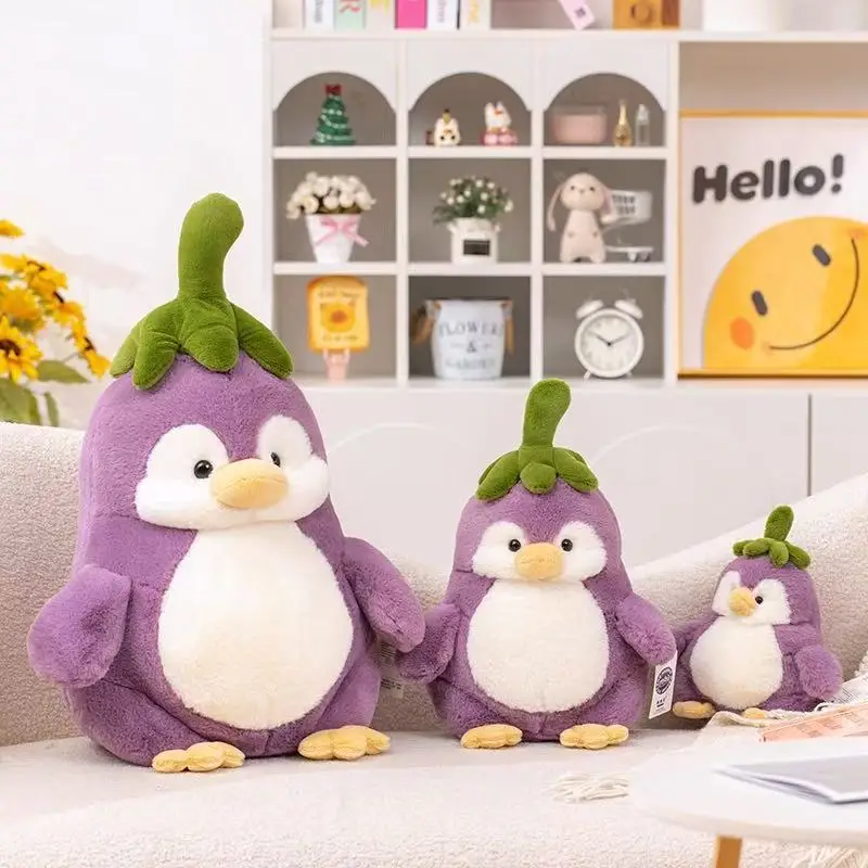 Belle 1pc 25/40cm nouvelle poupée d'oie aubergine en peluche jouet en peluche à la main dessin animé mignon oreiller cadeau d'anniversaire pour enfants poupée amusante