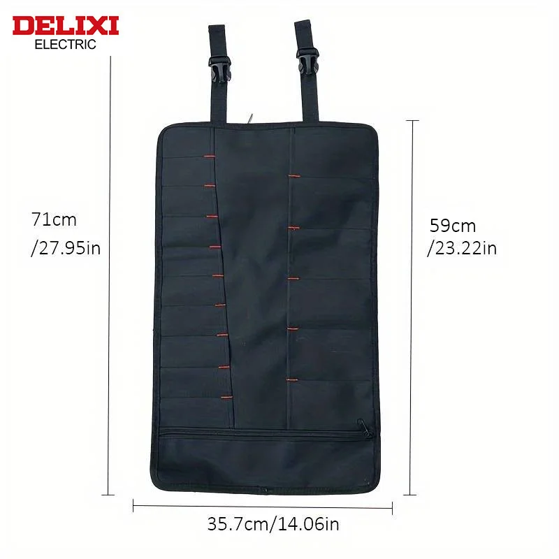 DELIXI ELECTRIC Tool Bag,Multifunction Roll Up Storage ToolBag,Wrench Roll bag,1680D Oxford canvas waterproof,Car First Aid Kit