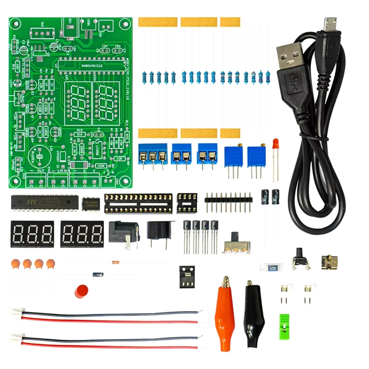 A72P Multi-Function Meter DIY Soldering Kit Voltage Current Temperature Measurement PWM Signal Generator Loose Parts No Shell