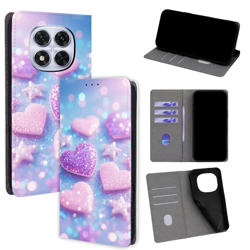 

Colorful Heart Magnetic Flip Phone Cover for Huawei nova 14 13 12 11 Ultra 10 9 8 SE 7 Pro with Built-in Wallet Card Slots