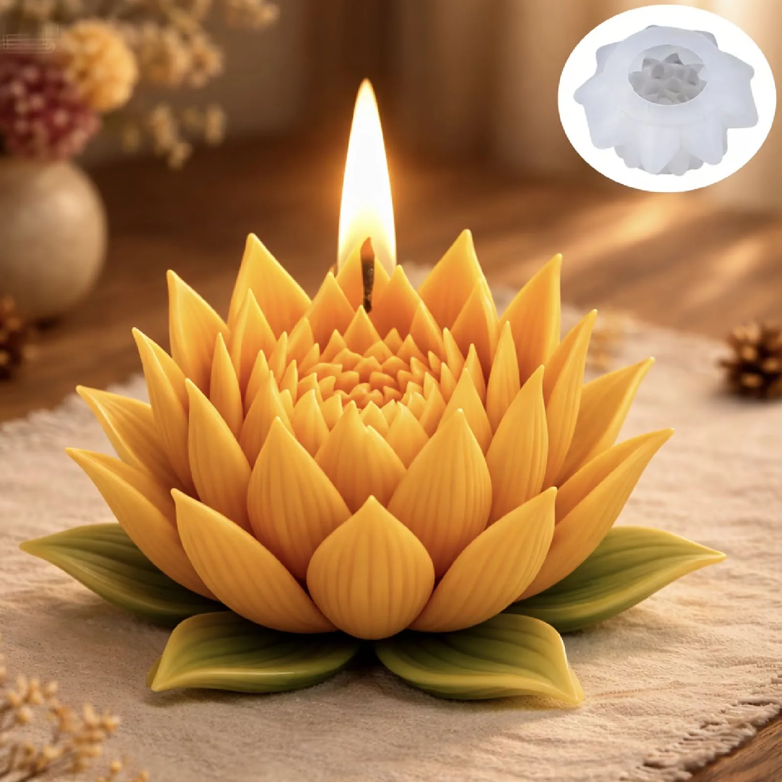 A charming water lily flower candle mold, featuring realistic petal design, delicate petals, and easy demolding. Perfect for art