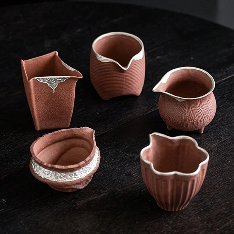 

Позолоченная серебряная грубая керамическая общественная чашка, керамическая чашка для чая, кунг-фу, чайные аксессуары, чайные заварочные чашки, дозатор для чая