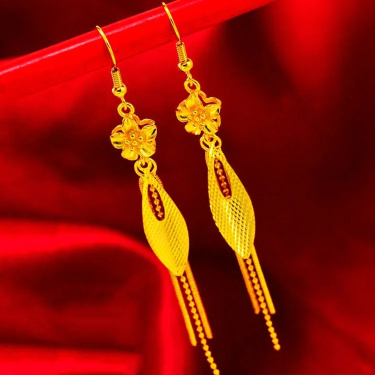 

Women's 24K Gold (AU999) Long Tassel Earrings | Double-sided faceted tassels, hammered antique with agate core
