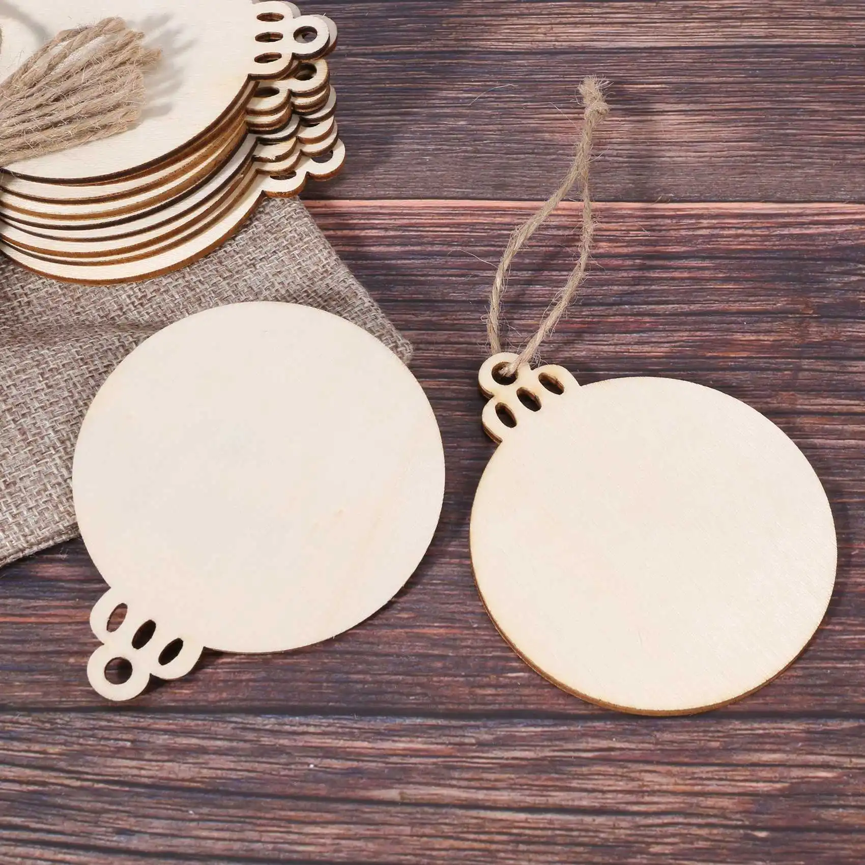 50 pezzi fai da te artigianale in legno pallina rotonda con 50 pezzi di due per dipingere ornamenti appesi natalizi non finiti disco in legno bianco naturale