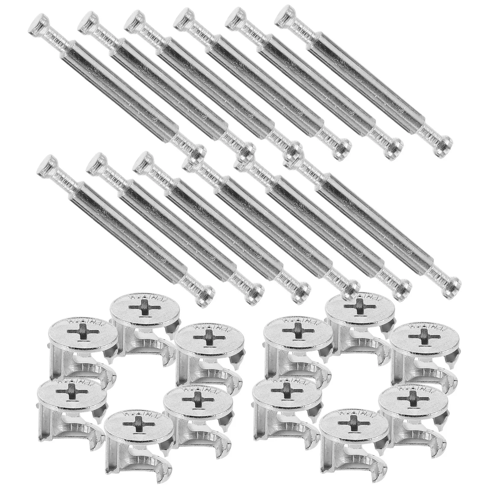 10Sets Easy Install 3-in-1 Dual Head Cam Connector Iron Furniture Fitting for Cabinet Wardrobe Dresser Drawer Panel Connecting
