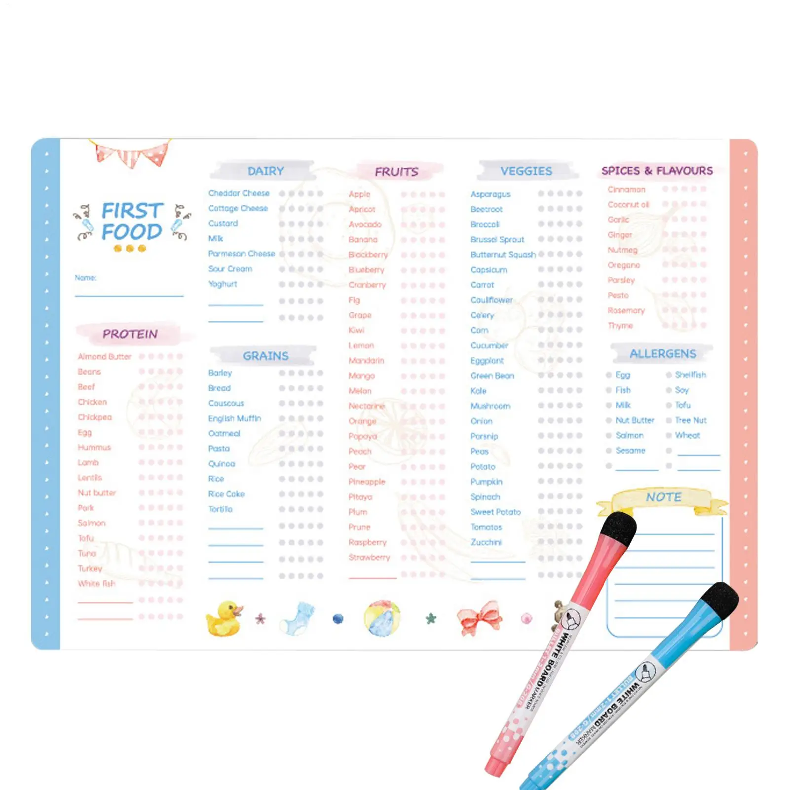 First Foods Chart Magnetic Baby First Foods Checklist Multifunctional Baby First Food Tracker Repeatable Magnetic Meal Planner