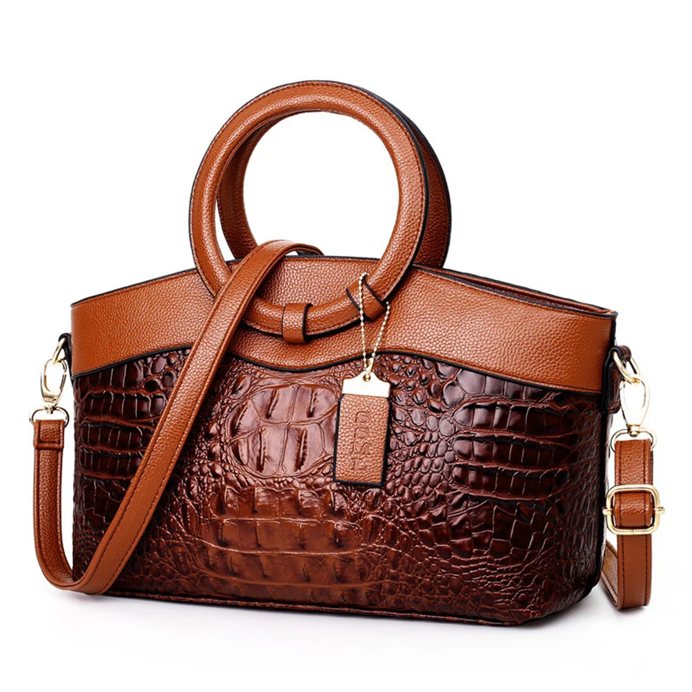 

Shoulder Bags Women Luxury Handbag Bag Designer High Quality Crocodile Leather Lady Green Party Retro Tote