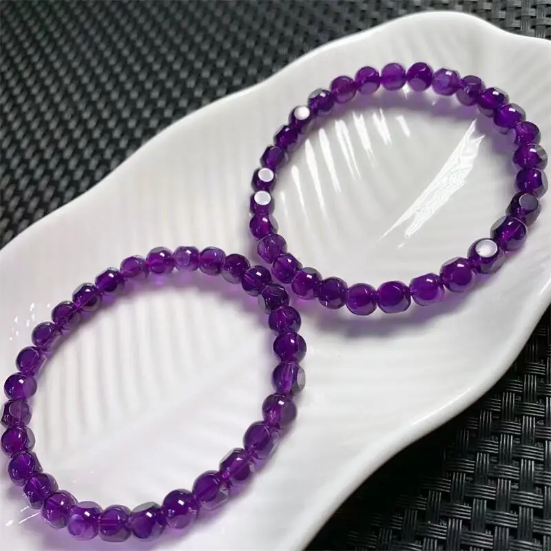 6MM Natural Amethyst Cube Bracelet Women Men Original Energy Meditation Healing Yoga Wristband Jewelry 1PCS