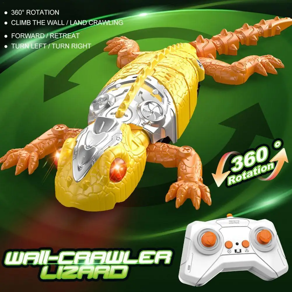 

Wall Climbing RC Gecko Toy With LED Eyes Glowing Rechargeable Remote Control Robot Lizard Wall Climbing Toy For Kids Gift 4+