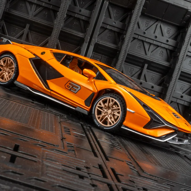 1:24 coleção de ornamentos de modelo de carro de liga Lamborghini Sian, portas e capô do motor, porta-malas pode ser aberto para carros de brinquedo infantis