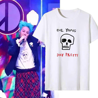 2025 G-Dragon too bad song GD cartoon skull printed white cotton men's and women's T-shirt short sleeve