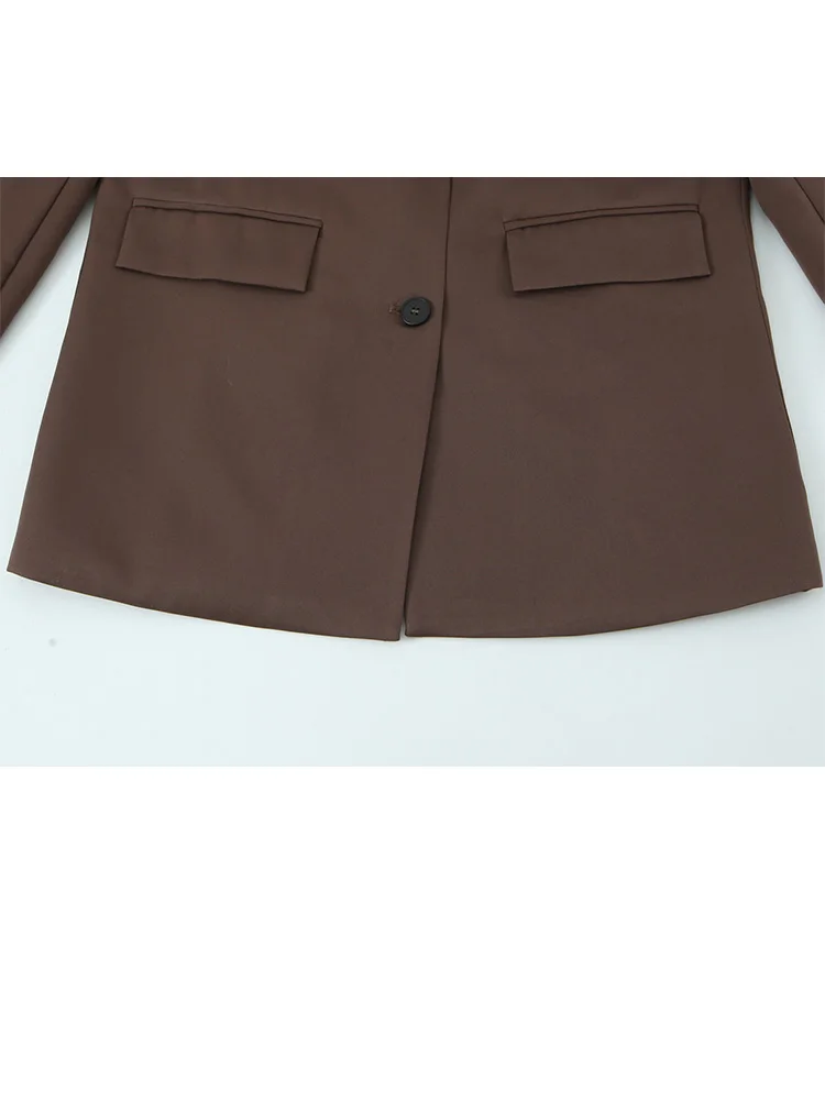 Hh inverno feminino elegante versátil único breasted flip capa decoração blazer feminino casual lapela manga longa splice jaqueta