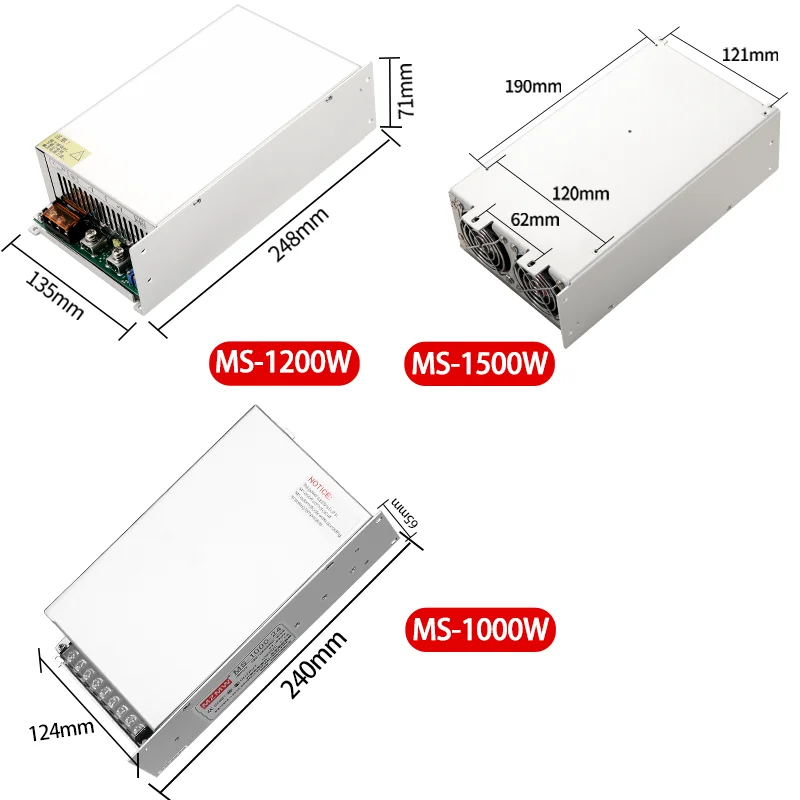 Imagem -04 - Industrial Smps Switching Power Supply Ajustável 1000w 1200w 1500w 012v 15v 24v 36v 48v 60v 72v 80v 110v 150v 220v ca para dc