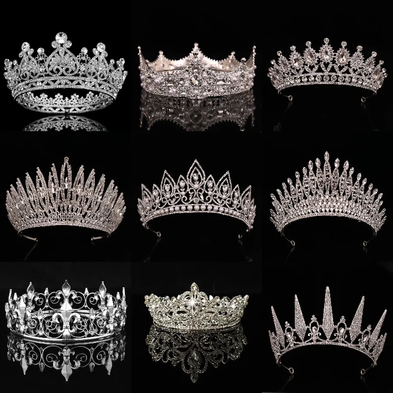 Wedding Crown Gold Silver Color Rhinestone Crystal Diadem Queen Crown Princess Tiaras Bridal Hair Jewelry Party Hair Accessories