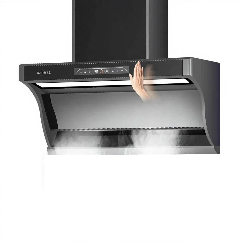 28 Cubic Large Suction Range Hood 30 Seconds Instant Smoke Exhausting Kitchen 90CM Top Side Dual Smoking Machine