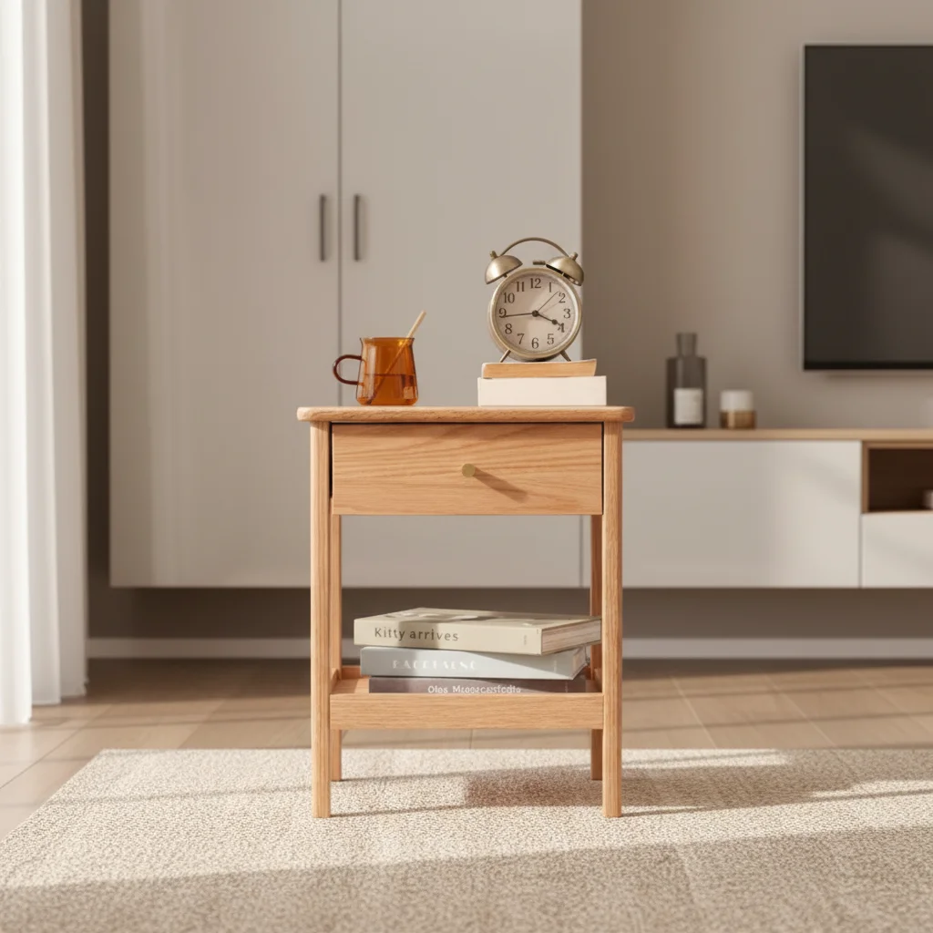 

# Solid Oak Nightstand Apartment-Friendly Home Bedroom Furniture Hotel Storage