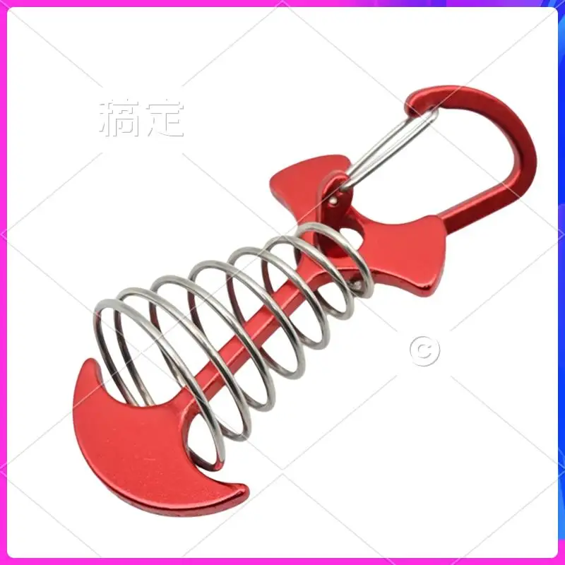 AUU-10PCS هيكل السمكة مسمار حبل مشبك التخييم خيمة في الهواء الطلق سطح الفجوة مع الربيع تحديد الأظافر مرساة يندبروف سحب حبل مشبك