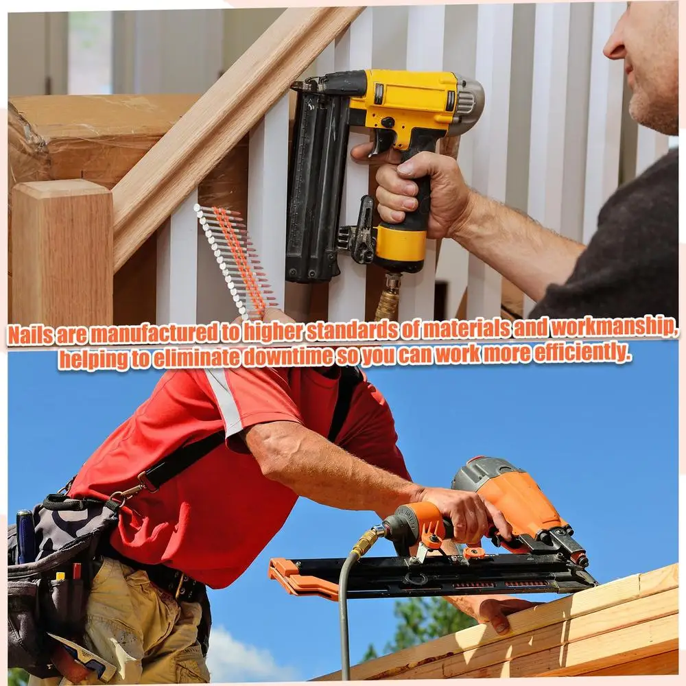 亜鉛メッキプラスチックフレームネイルリングシャンク,21度,ストリップヘッド,完全なラウンド,一貫したパフォーマンスのための供給,1000カウント