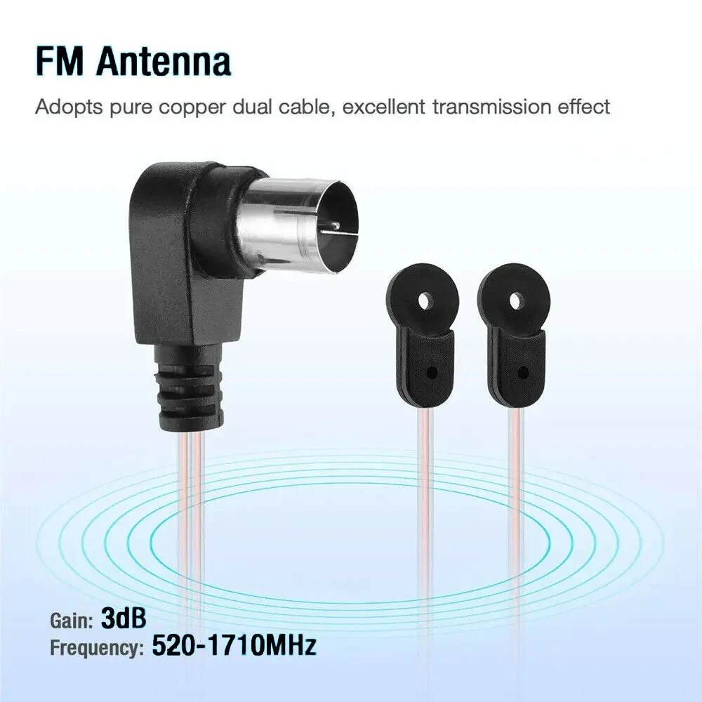 High-Sensitivity Fm Radio Antenna 75 Ohm Dipole Indoor Antenna F-Head Quick Plug Fm Antenna Amplifier Md Tv Card Dual Female Connector Radio