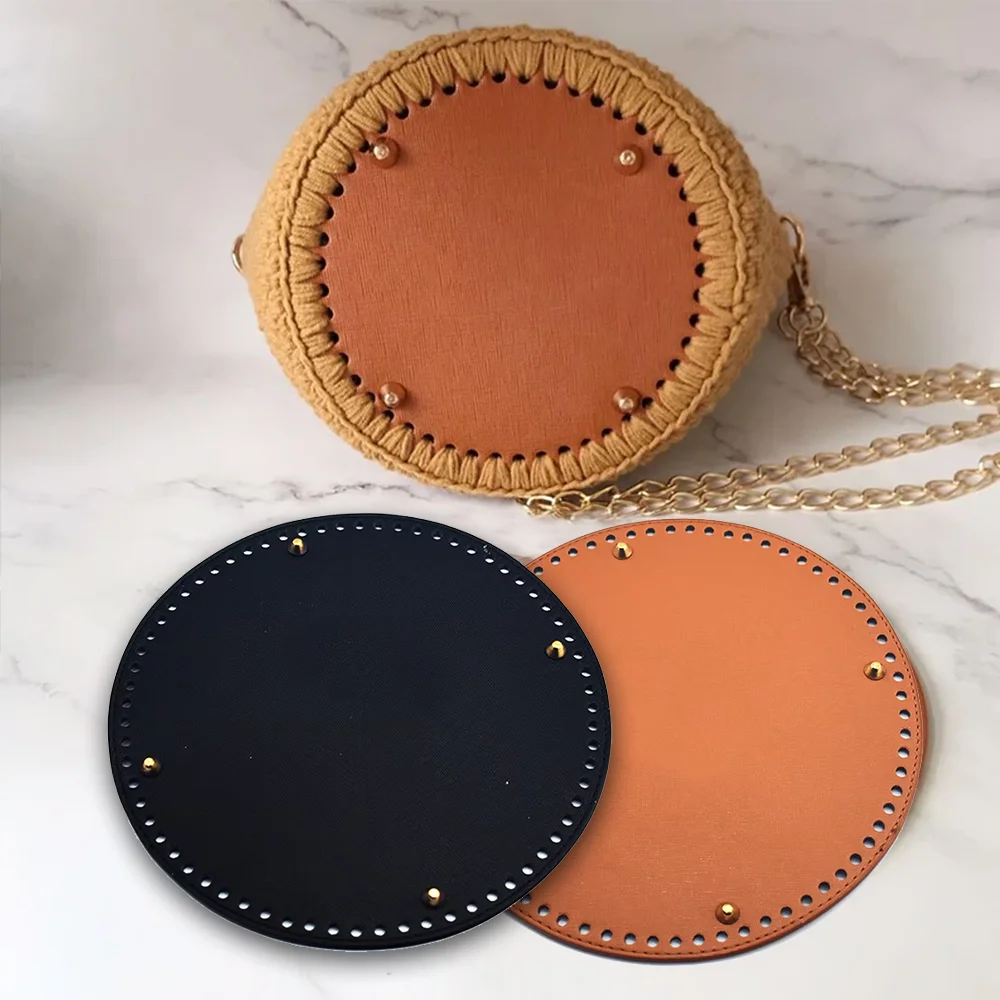 

23cm Round Leather Bag Bottoms for Crocheting Bags Base Handmade Bottom DIY Shoulder Handbag Crossbody Purse Making Accessory