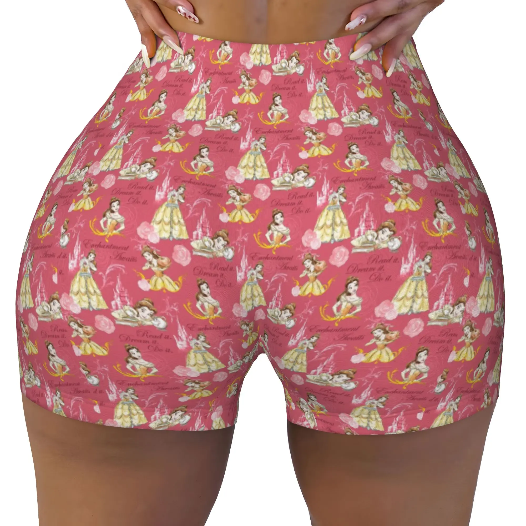 Custom Beautyes Anime Beastes Gym Biker Running Shorts Women's Cartoon Workout Yoga Shorts