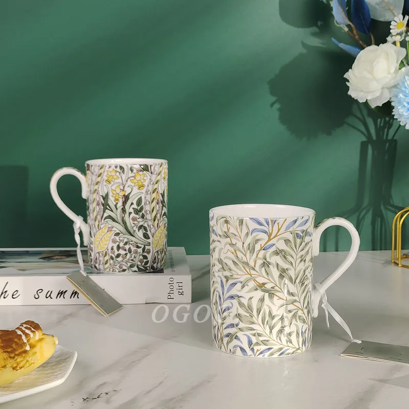 European style fashion mug, coffee cup, souvenir, flower, high-value household water cup, milk, breakfast cup