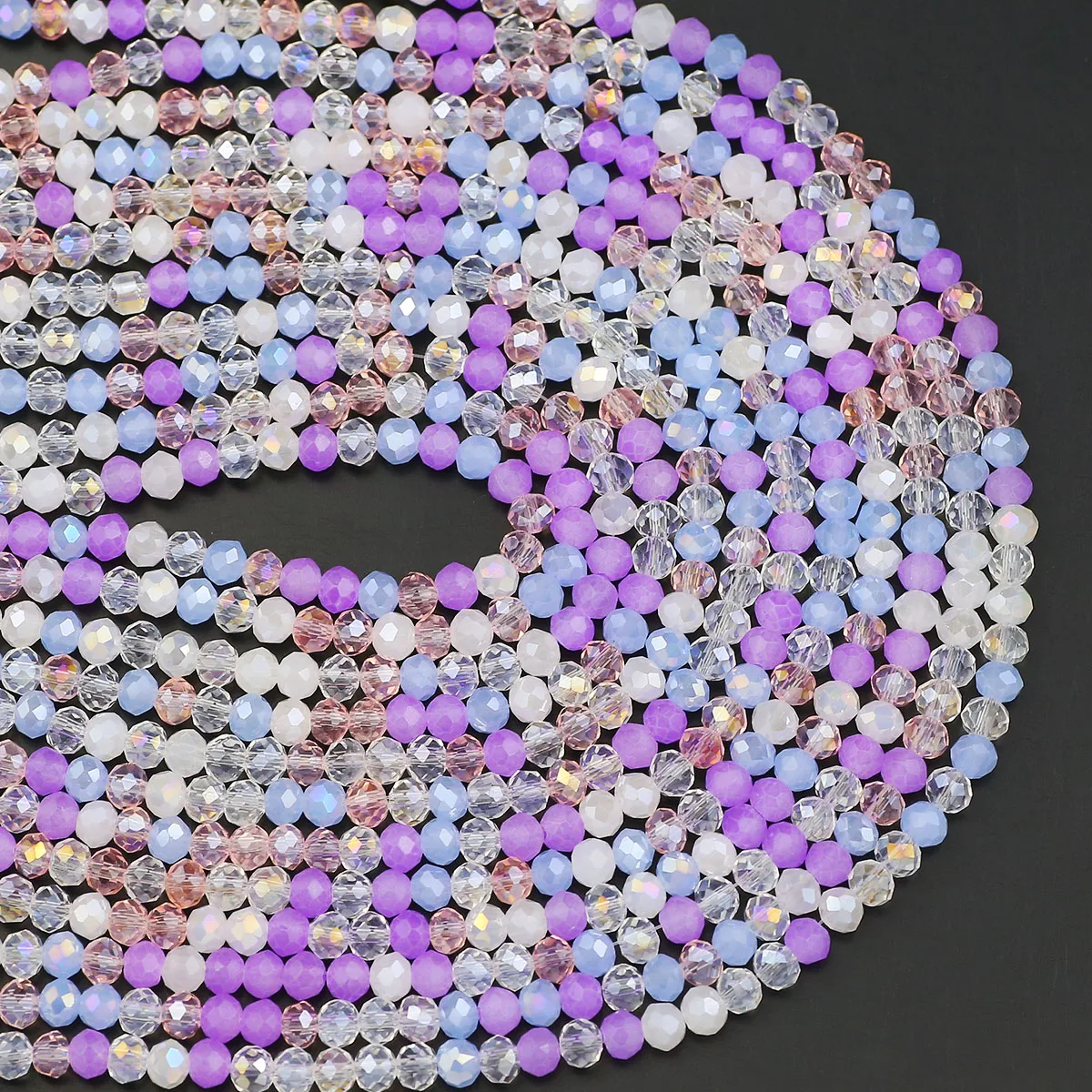 Lila Mix Farbe 100-400 Stück 4mm flache runde Kristallglas Spacer lose Perlen für Schmuckherstellung Diy Armband Halskette Zubehör